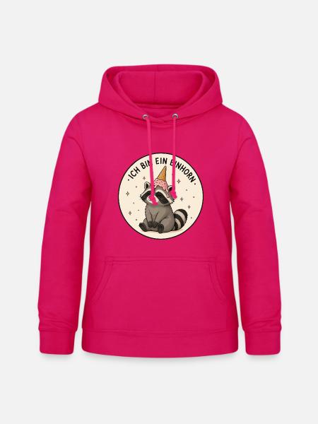 Einhorn Waschbär - Frauen Hoodie - dunkles Pink