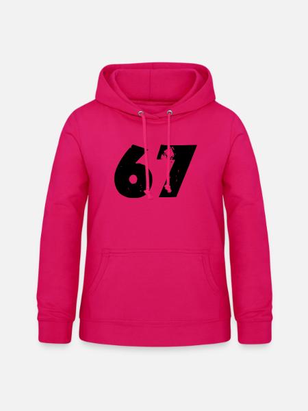 67 Zahl - Frauen Hoodie - dunkles Pink