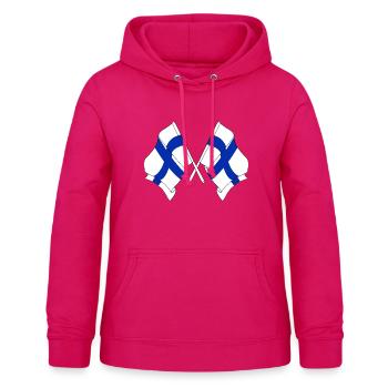 Two flags of Finland crossed - Women's Hoodie - dark pink - Front - AI Model Female 172 light (172cm)