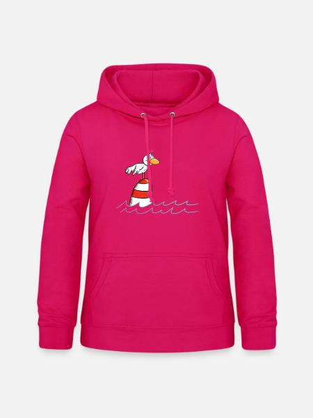 Drollige Möwe Will Meer - Frauen Hoodie - dunkles Pink