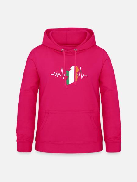 Herzschlag Irland Flagge - Frauen Hoodie - dunkles Pink