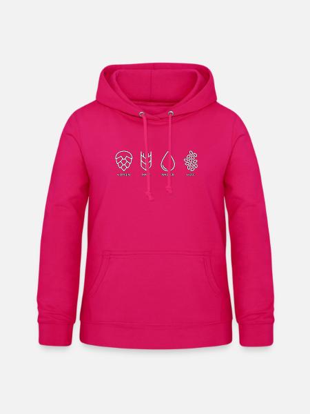 Hopfen, Malz, Wasser, Hefe - Frauen Hoodie - dunkles Pink