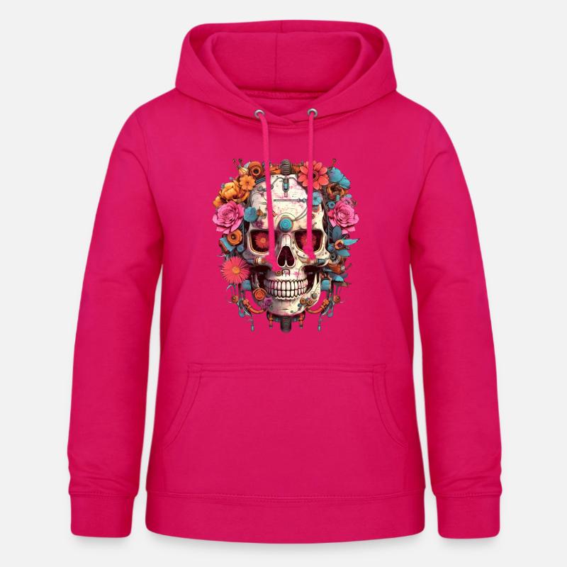 Cyborg Skull Robot Android Sugar Skull - Sweat à capuche Femme - rubis