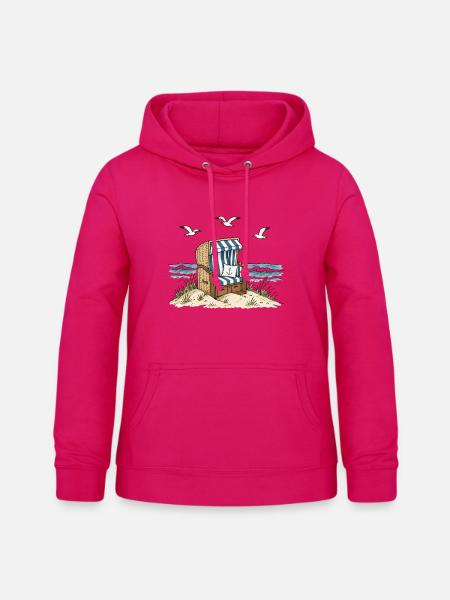 Strandkorb am Meer - Frauen Hoodie - dunkles Pink