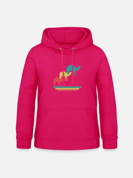 Kamele Im Retro-Look - Frauen Hoodie - dunkles Pink