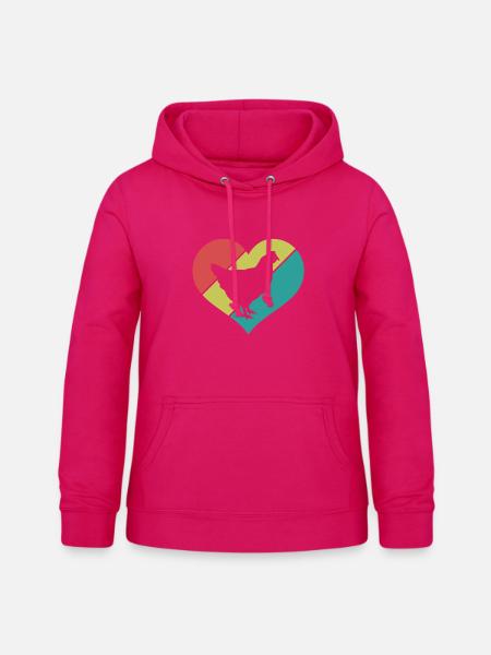 Huhn Herz Silhouette Retro - Frauen Hoodie - dunkles Pink