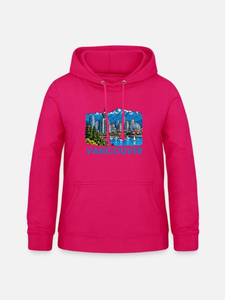 Vancouver Skyline Bergpanorama - Frauen Hoodie - dunkles Pink