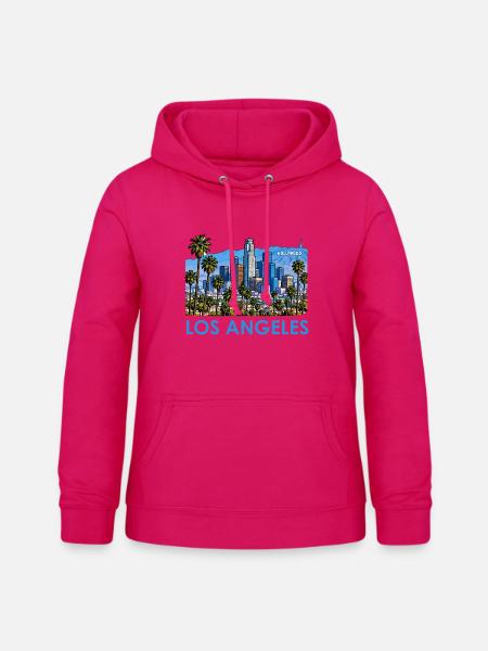 Los Angeles Skyline Palmen Illustration - Frauen Hoodie - dunkles Pink
