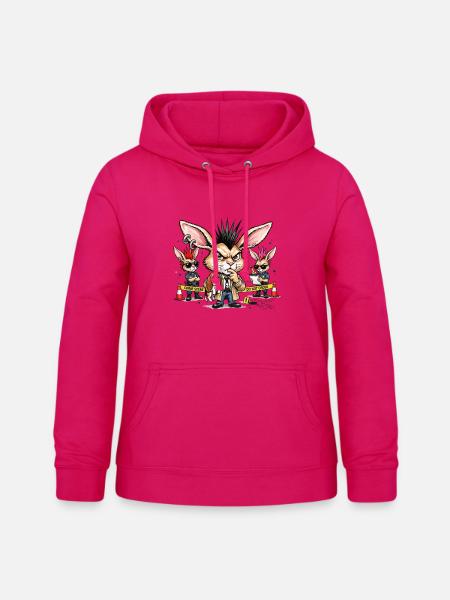 Bunny Punk Ermittler Trio - Frauen Hoodie - dunkles Pink