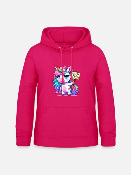 Regenbogen-Einhorn mit Nein-Schild - Frauen Hoodie - dunkles Pink