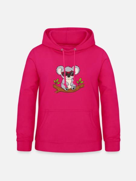 Cooler Koala mit roter Sonnenbrille  - Frauen Hoodie - dunkles Pink
