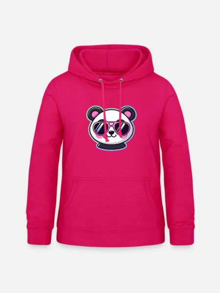 Panda Pop Retro-Pinkbrille - Frauen Hoodie - dunkles Pink
