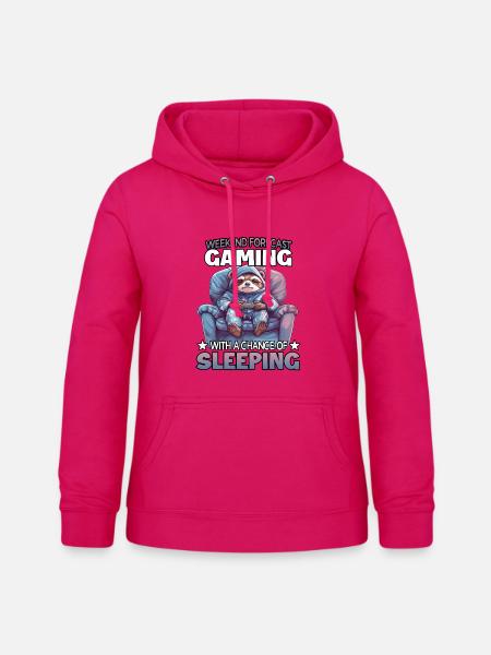 Wochenend-Gaming: Schlummerndes Faultier - Frauen Hoodie - dunkles Pink