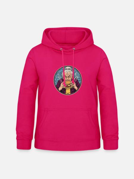 Granny Grub Burger-Ikone - Frauen Hoodie - dunkles Pink