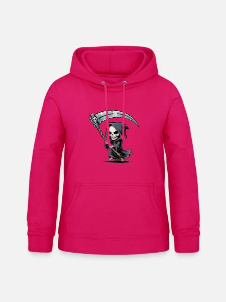 Sensenmann mit Sense Cartoon - Frauen Hoodie - dunkles Pink