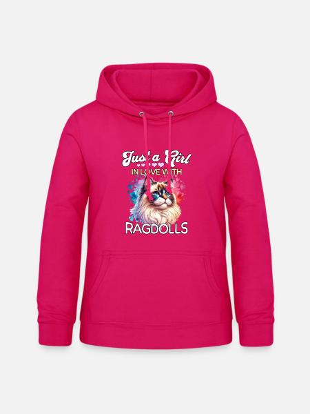 Ragdoll Katze Mädchen - Frauen Hoodie - dunkles Pink