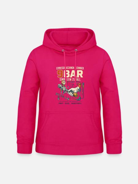 9BAR Espresso Technik Motiv - Frauen Hoodie - dunkles Pink