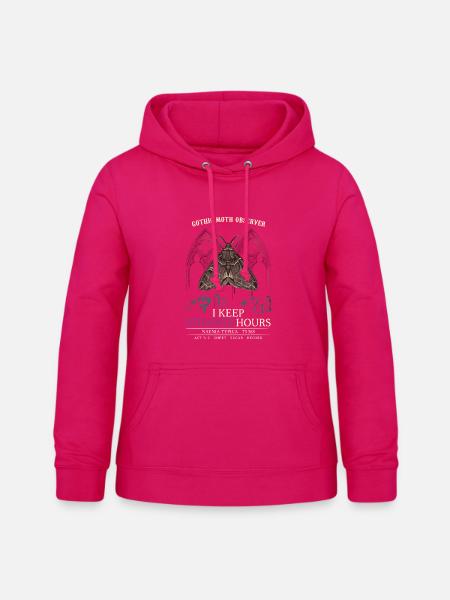 Gothic Moth Observer: Strange Hours - Frauen Hoodie - dunkles Pink