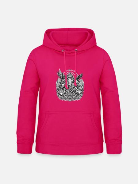 Odin mit Wölfen - Frauen Hoodie - dunkles Pink
