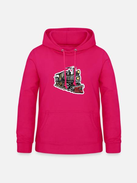 Dampflokomotive Grafik - Frauen Hoodie - dunkles Pink