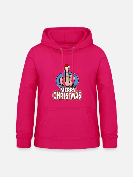Merry Christmas Mittelfinger Stinkefinger  - Frauen Hoodie - dunkles Pink