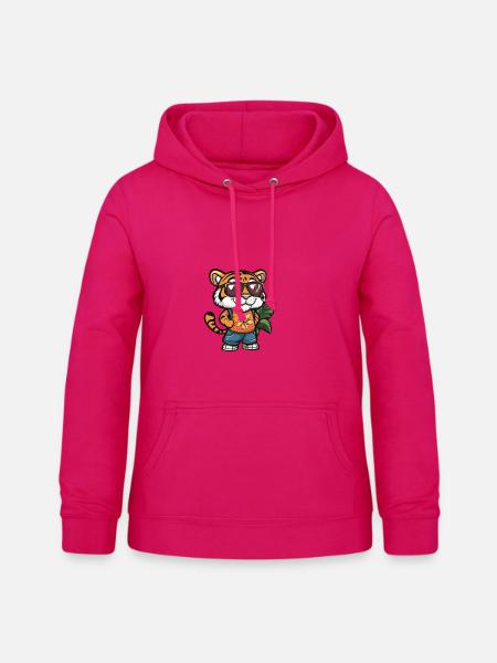 Tiger Comic Urlaub - Frauen Hoodie - dunkles Pink