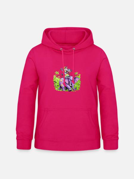 Regenbogen Zebra-Einhorn auf Lila Elefantenritt - Frauen Hoodie - dunkles Pink