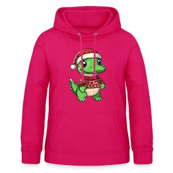 Bande dessinée de Noël alligator - Sweat à capuche Femme - rubis - Devant - AI Model Female 172 light (172cm)