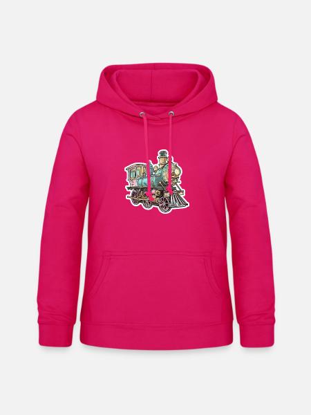 Lokomotive Comic Look - Frauen Hoodie - dunkles Pink