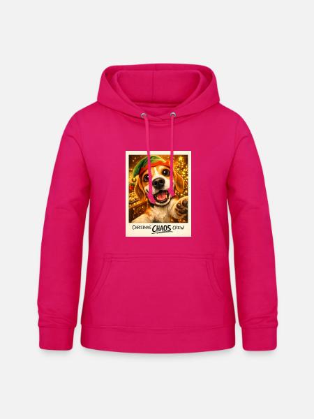 Christmas Chaos Crew Beagle Selfie - Frauen Hoodie - dunkles Pink