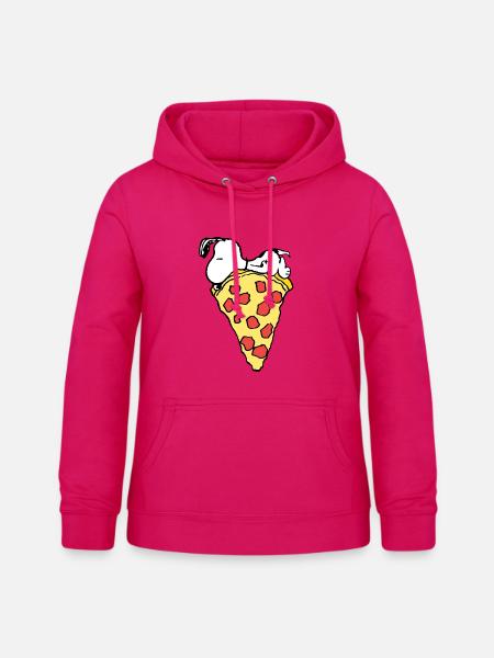 Peanuts Snoopy Mit Großem Pizzastück - Frauen Hoodie - dunkles Pink