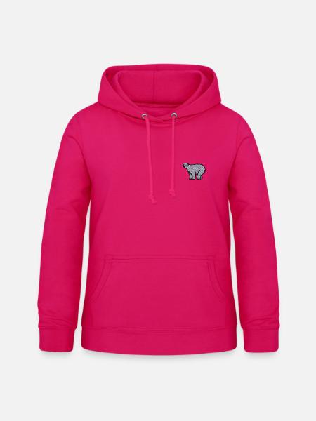Eisbär bestickt - Frauen Hoodie - dunkles Pink