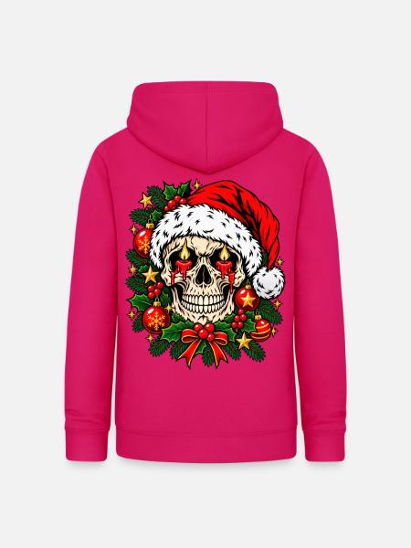 Christmas Skull - Frauen Hoodie - dunkles Pink
