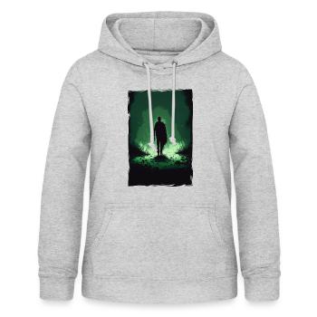 Zombie Illustration Minimalistisches Design - Frauen Hoodie - Hellgrau meliert - Vorne - AI Model Female 172 light (172cm)