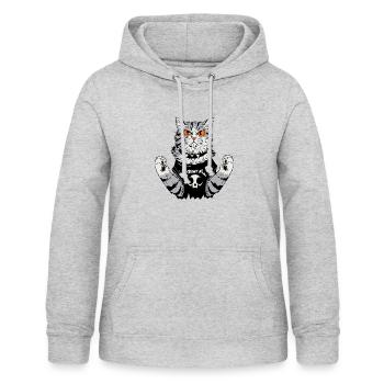 Cat loves rock music - Women's Hoodie - light heather grey - Front - AI Model Female 172 light (172cm)