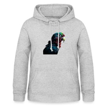 La perruche multicolore - Sweat à capuche Femme - gris clair chiné - Devant - AI Model Female 172 light (172cm)