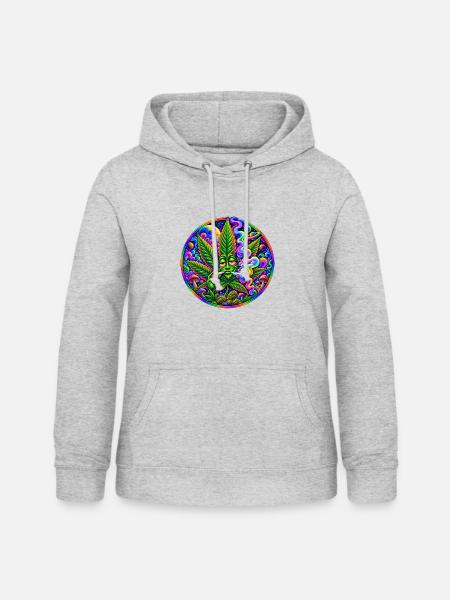Hanfblatt - Frauen Hoodie - Hellgrau meliert