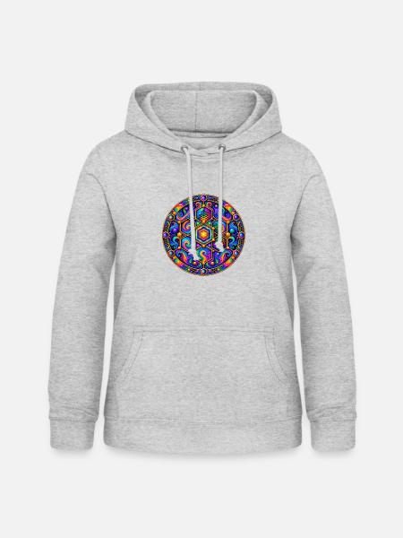 Hexagon - Frauen Hoodie - Hellgrau meliert