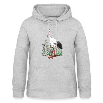 Storch - Frauen Hoodie - Hellgrau meliert - Vorne - AI Model Female 172 light (172cm)