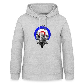 mod Scooter Bullseye - Sweat à capuche Femme - gris clair chiné - Devant - AI Model Female 172 light (172cm)