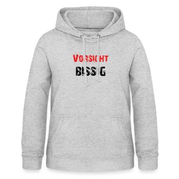 vorsicht bissig - Frauen Hoodie - Hellgrau meliert - Vorne - AI Model Female 172 light (172cm)
