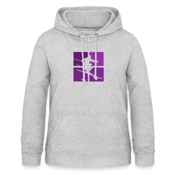 skieuse violette - Sweat à capuche Femme - gris clair chiné - Devant - AI Model Female 172 light (172cm)