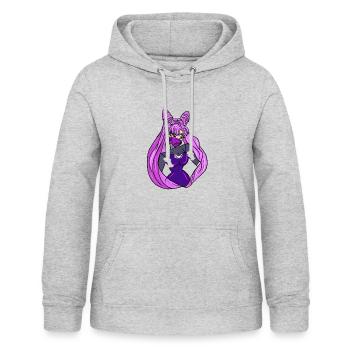Punk Gangsta Sailor Moon inspirierte Chibi Dark Moon - Frauen Hoodie - Hellgrau meliert - Vorne - AI Model Female 172 light (172cm)
