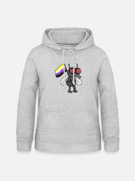 Nonbinary Pride Stubenfliege Im Weltraum - Frauen Hoodie - Hellgrau meliert