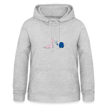 Elefant und Hase mit Schmetterling - Frauen Hoodie - Hellgrau meliert - Vorne - AI Model Female 172 light (172cm)