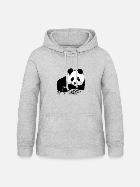 Panda - Frauen Hoodie - Hellgrau meliert