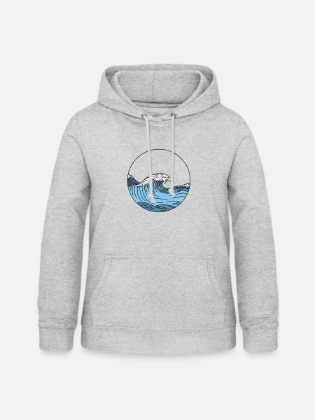 Welle - Frauen Hoodie - Hellgrau meliert