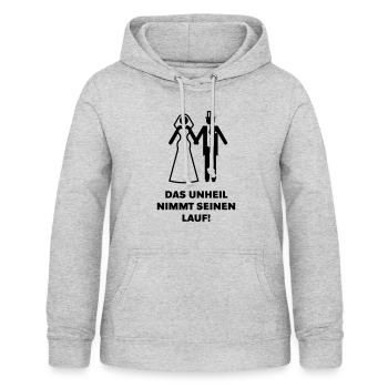 Das Unheil Nimmt Seinen Lauf! (JGA / Polterabend) - Frauen Hoodie - Hellgrau meliert - Vorne - AI Model Female 172 light (172cm)