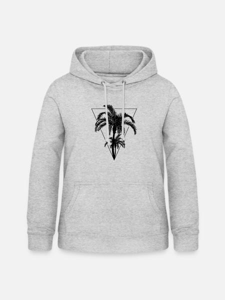 palmen schwarz weiss geometrisch - Frauen Hoodie - Hellgrau meliert