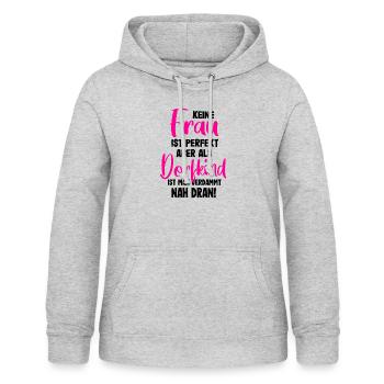 Frau Dorfkind Spruch Dorf geschenk - Frauen Hoodie - Hellgrau meliert - Vorne - AI Model Female 172 light (172cm)